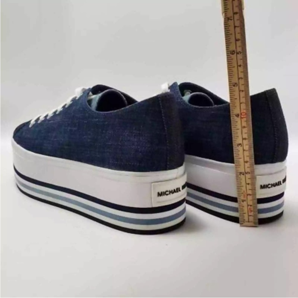 Michael Kors Women’s Ronnie Platform Sneakers Blue Denim Sz 7.5,  Indigo - Picture 2 of 16